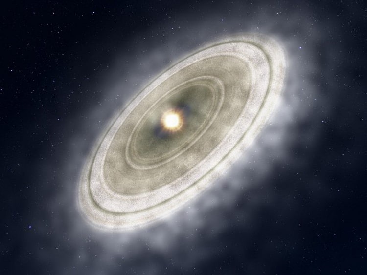 تصویری هنری از خرده قرص‌های اطراف ستاره سیتی  ۴۹