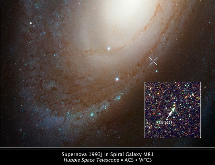 جایگاه و موقعیت ابرنواختر SN 1993J در کهکشان M81 