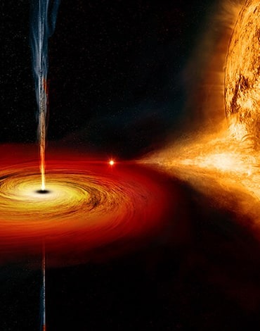 سیاه چاله‌ای که مواد داغ به فضا منتشر می‌کند