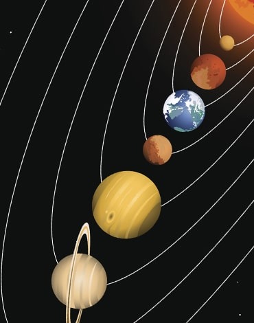 فاصله سیارات منظومه شمسی از خورشید بر حسب واحد نجومی