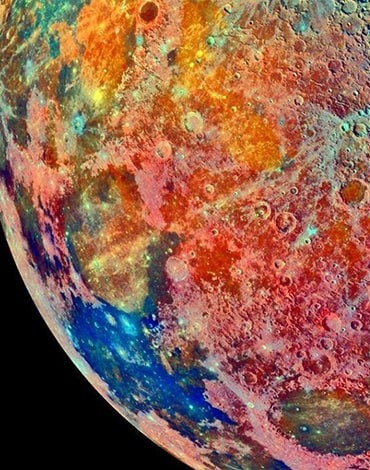 کاوشگر گالیله و تصاویر رنگ کاذب از ماه