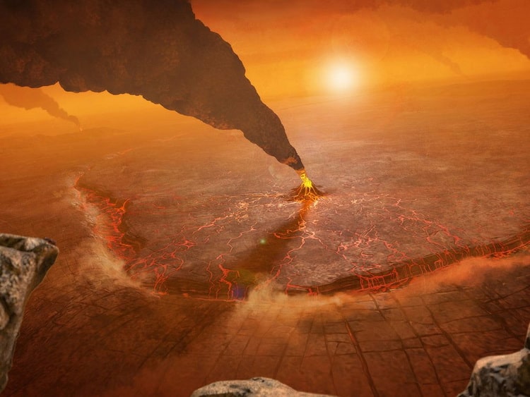 تصویری هنری از یک آتشفشان در ونوس