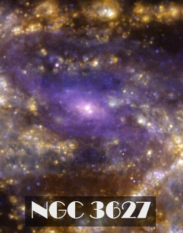 درخشش گازهای طلایی و بنفش کهکشان NGC 3627