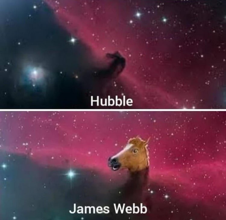 مقایسه تصاویر سحابی سر اسب مربوط به تلسکوپ هابل و جیمزوب!
